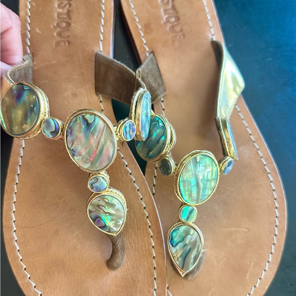 Mystique Boutique Abalone Embellished Sandals